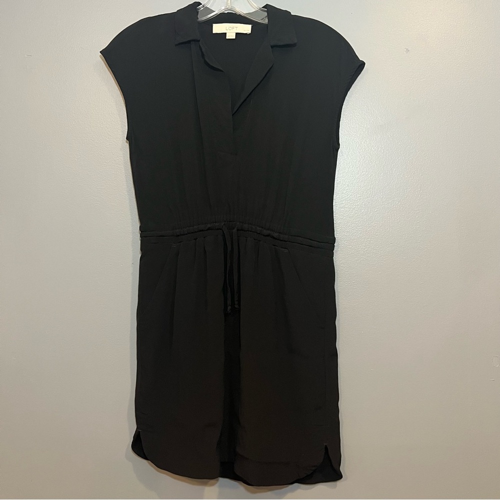 Loft women’s black dress - drawstring waist - size XXSP